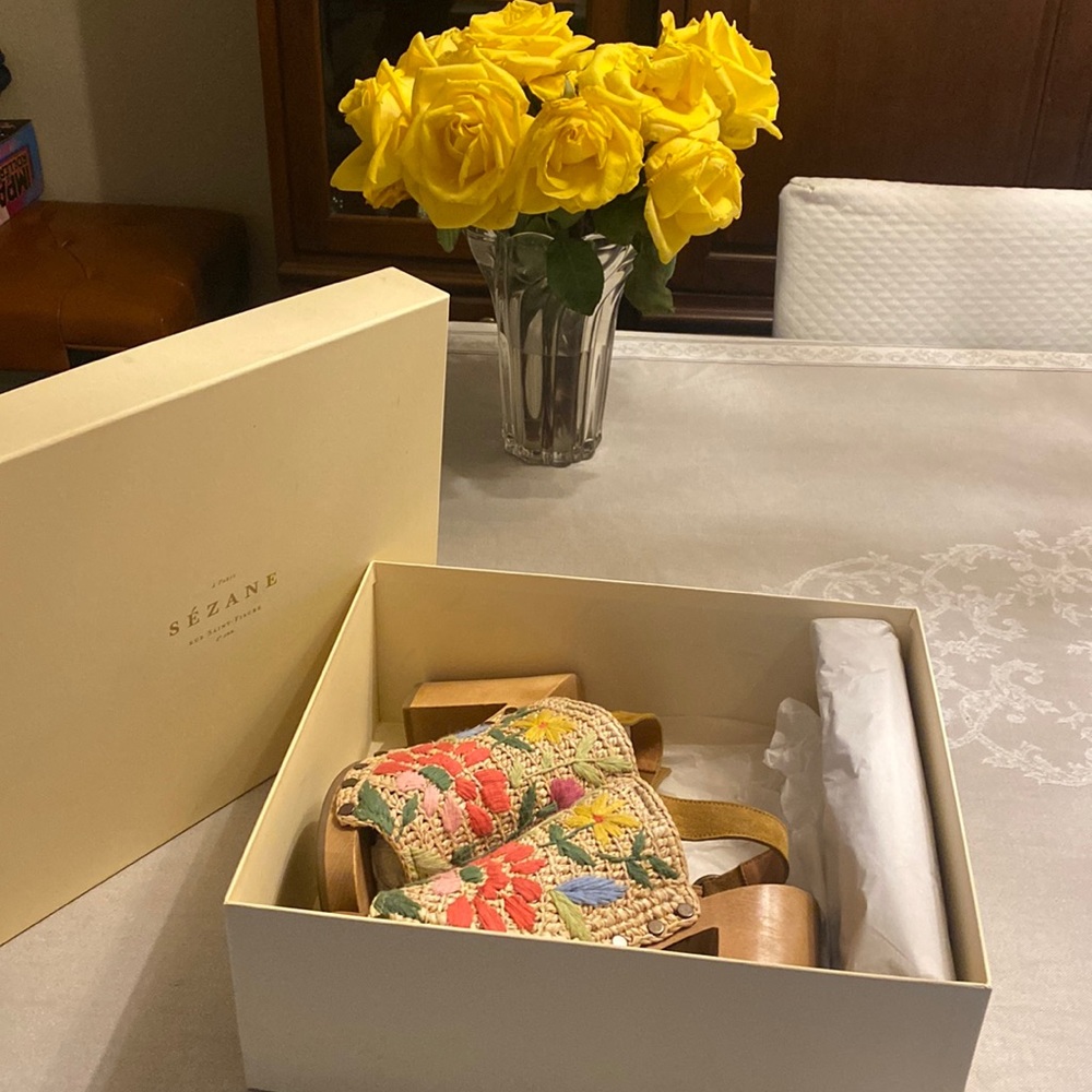 Sezane Multicolor Embroidered Platform Sandals - Picture 4 of 6